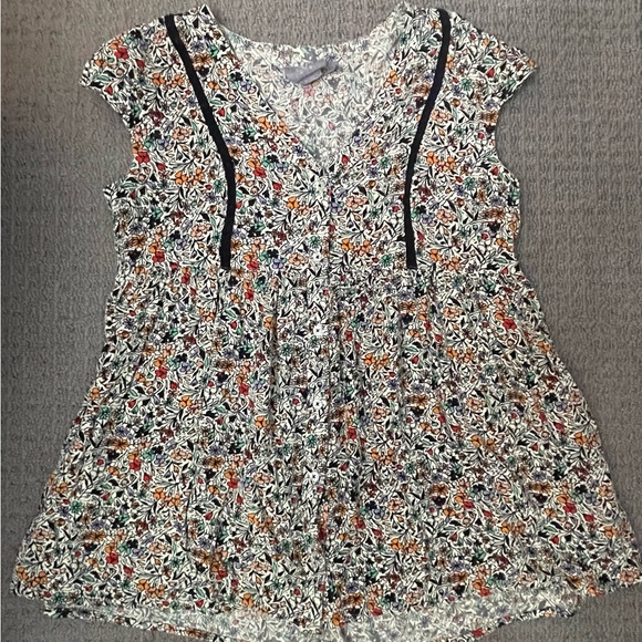 🩷ANTHROPOLOGIE VANESSA VIRGINIA FLORAL LADDER LACE VNECK TUNIC TOP, Size Small - Picture 4 of 6